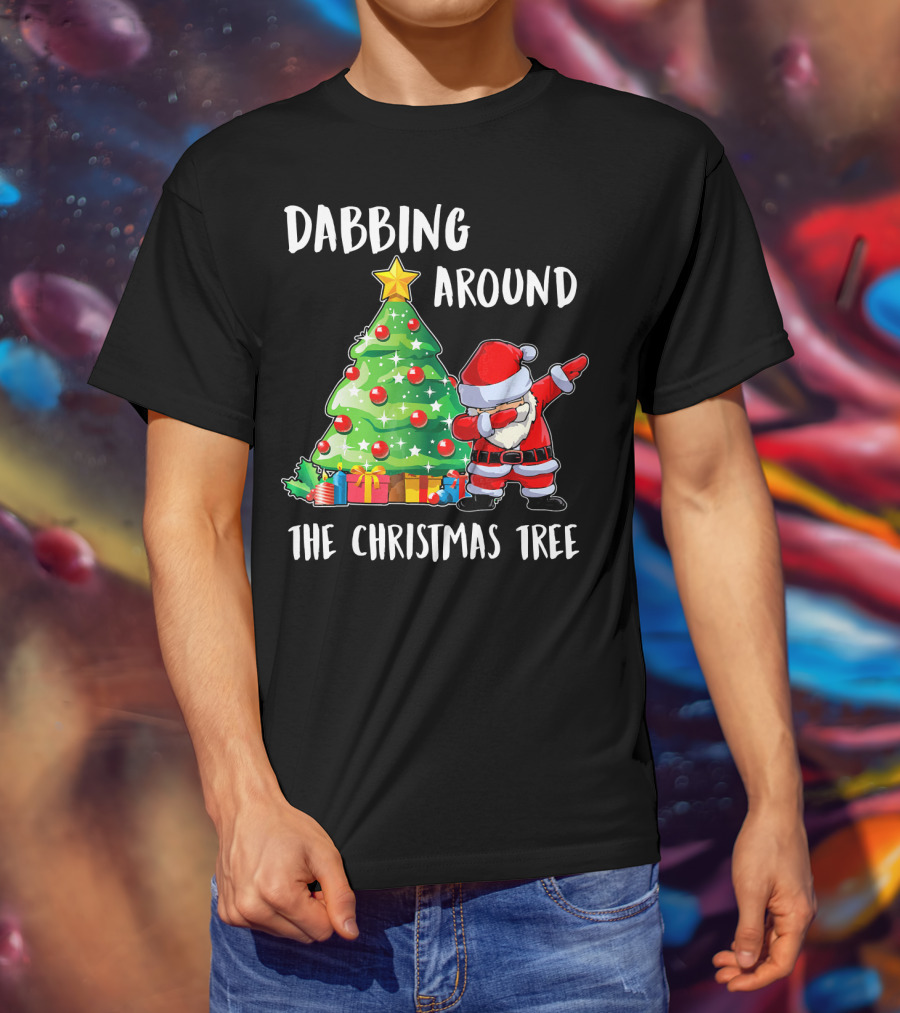 Dabbing Santa Claus Around The Christmas Tree T-Shirt