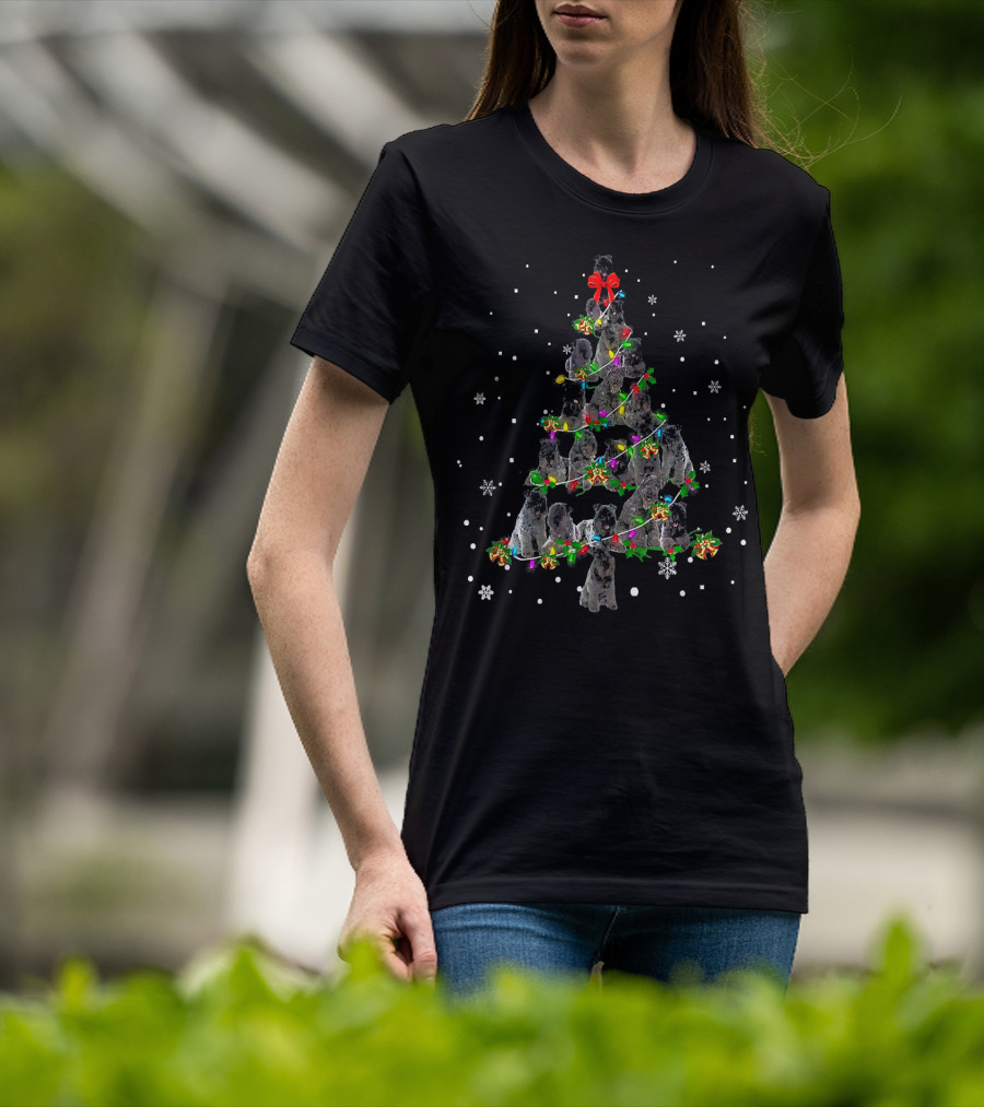 Kerry Blue Terrier Christmas Tree Lights And Snowflakes T-Shirt