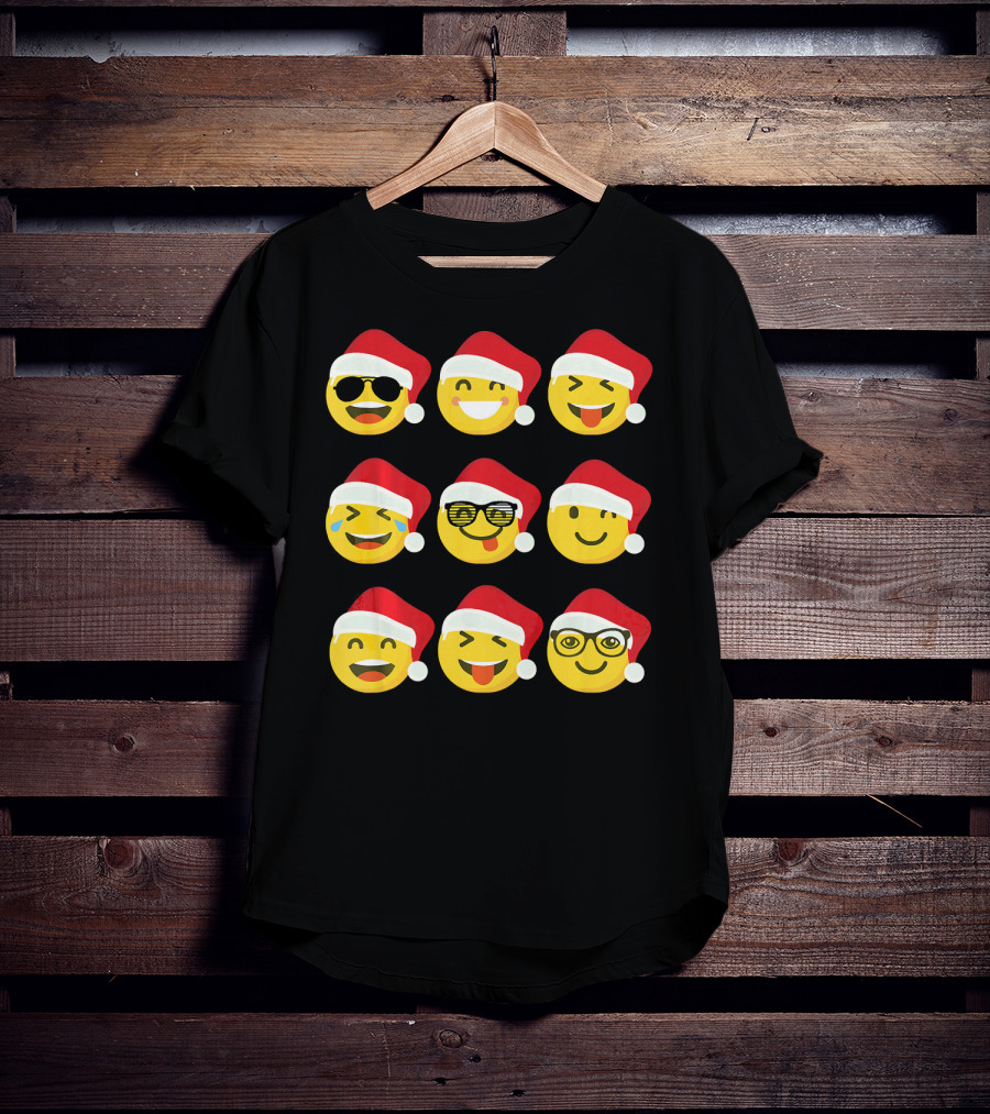 Christmas Funny Santa Emojis Faces T-Shirt