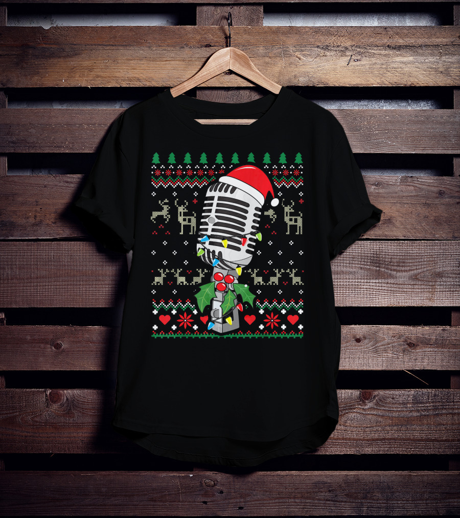 Singer Microphone Vintage Sing Christmas Holiday T-Shirt