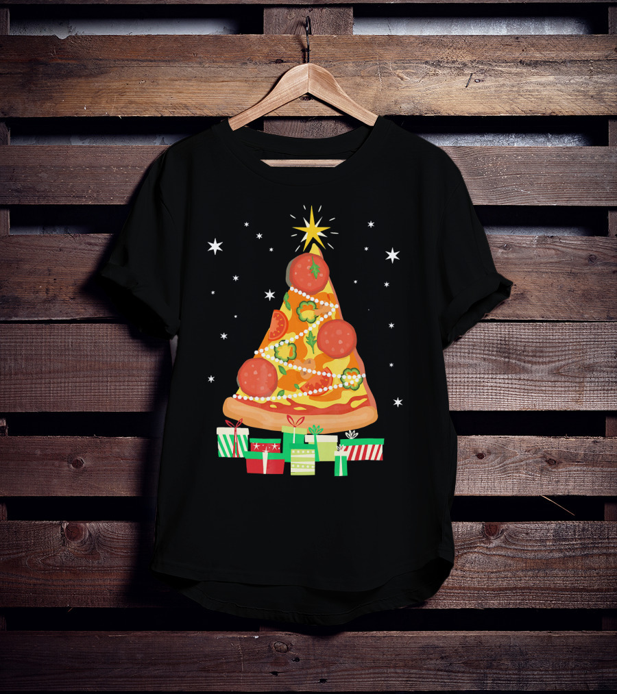 Pizza Christmas Tree Slice Festive Gifts T-Shirt