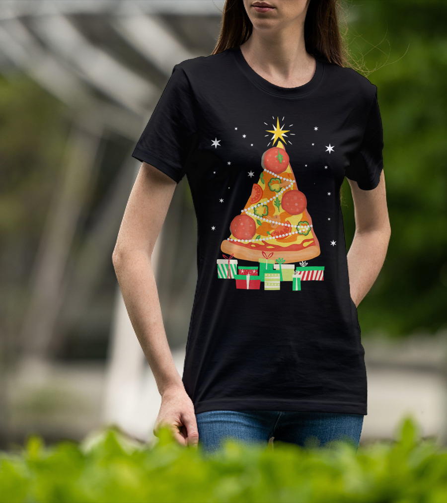 Pizza Christmas Tree Slice Festive Gifts T-Shirt