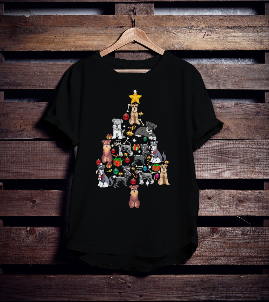 Schnauzer Christmas Tree Star Ornaments Gifts T-Shirt