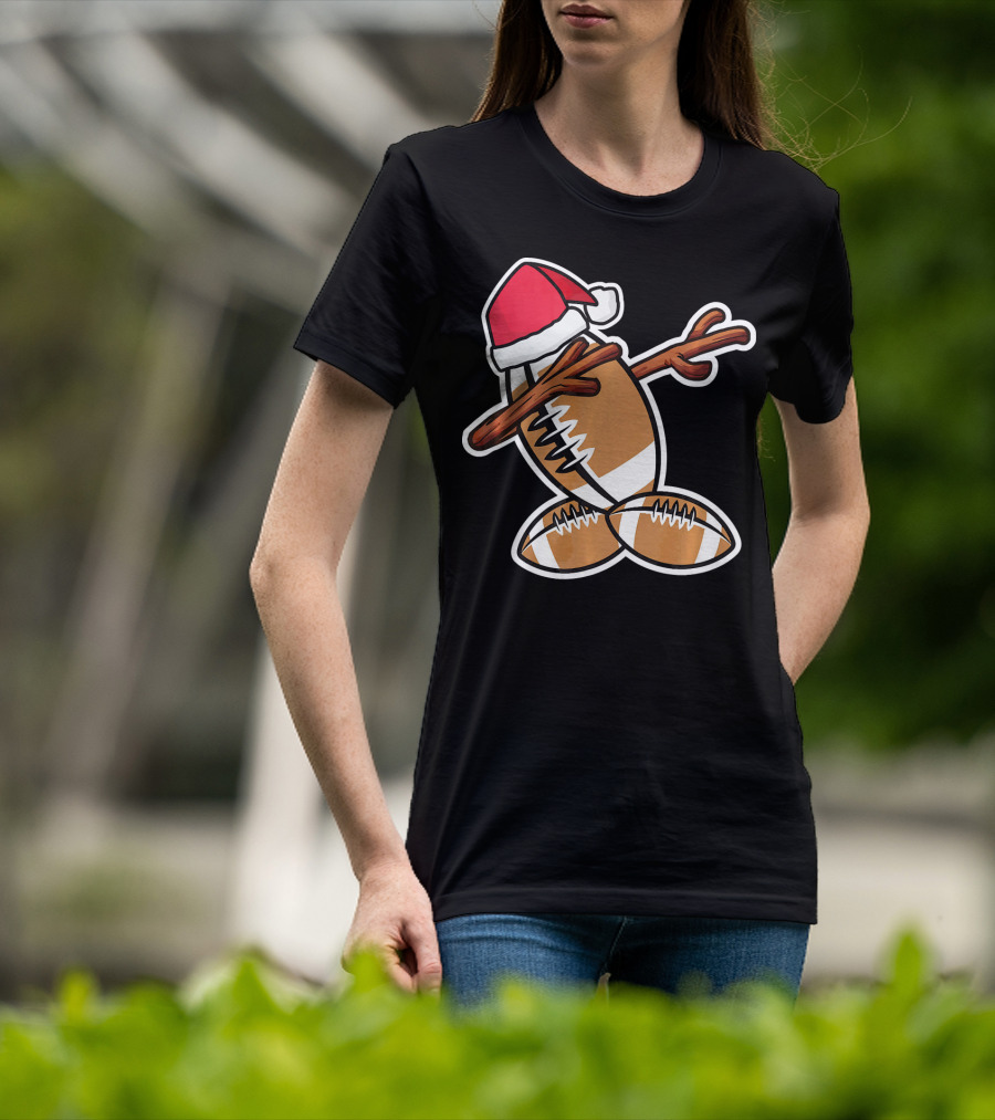 Dabbing Christmas Football Snowman T-Shirt