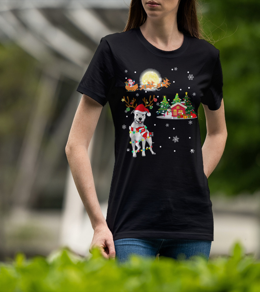 Santa's Sleigh And Festive Dogo Argentino Christmas Wonderland T-Shirt