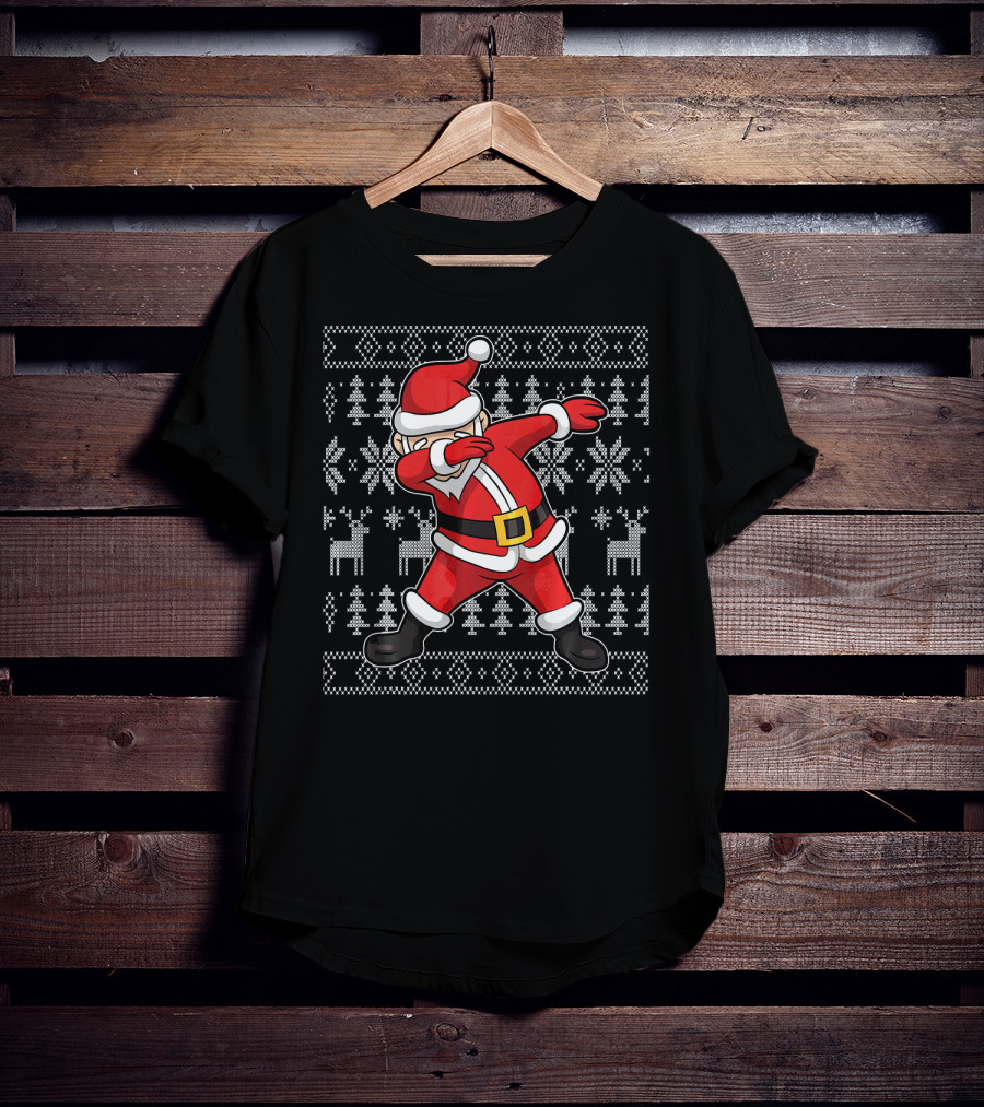 Dabbing Santa Claus On Ugly Christmas T-Shirt