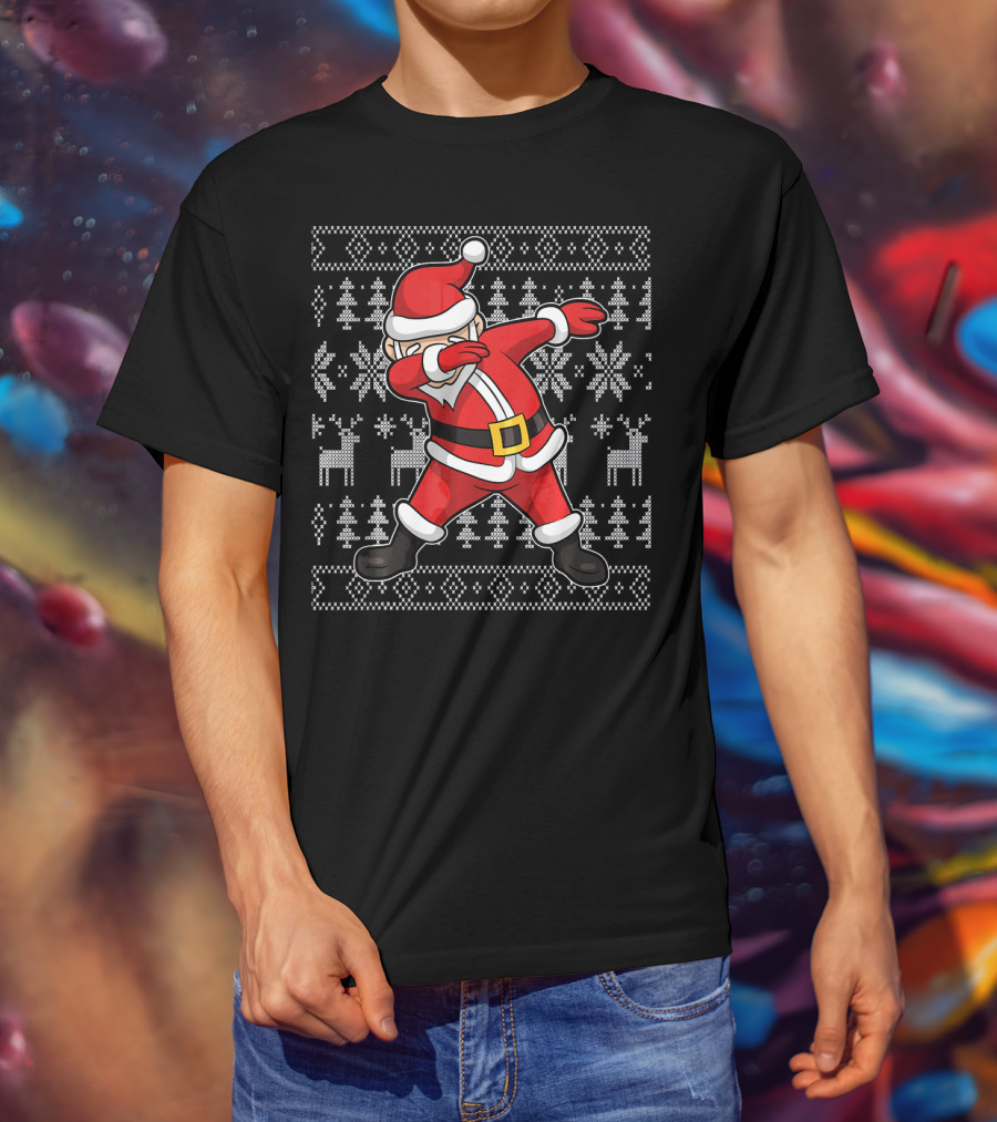 Dabbing Santa Claus On Ugly Christmas T-Shirt