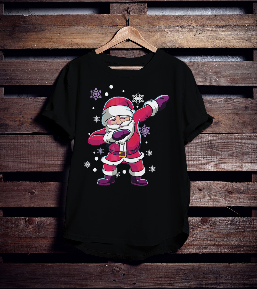 Dabbing Santa Claus With Snowflakes T-Shirt