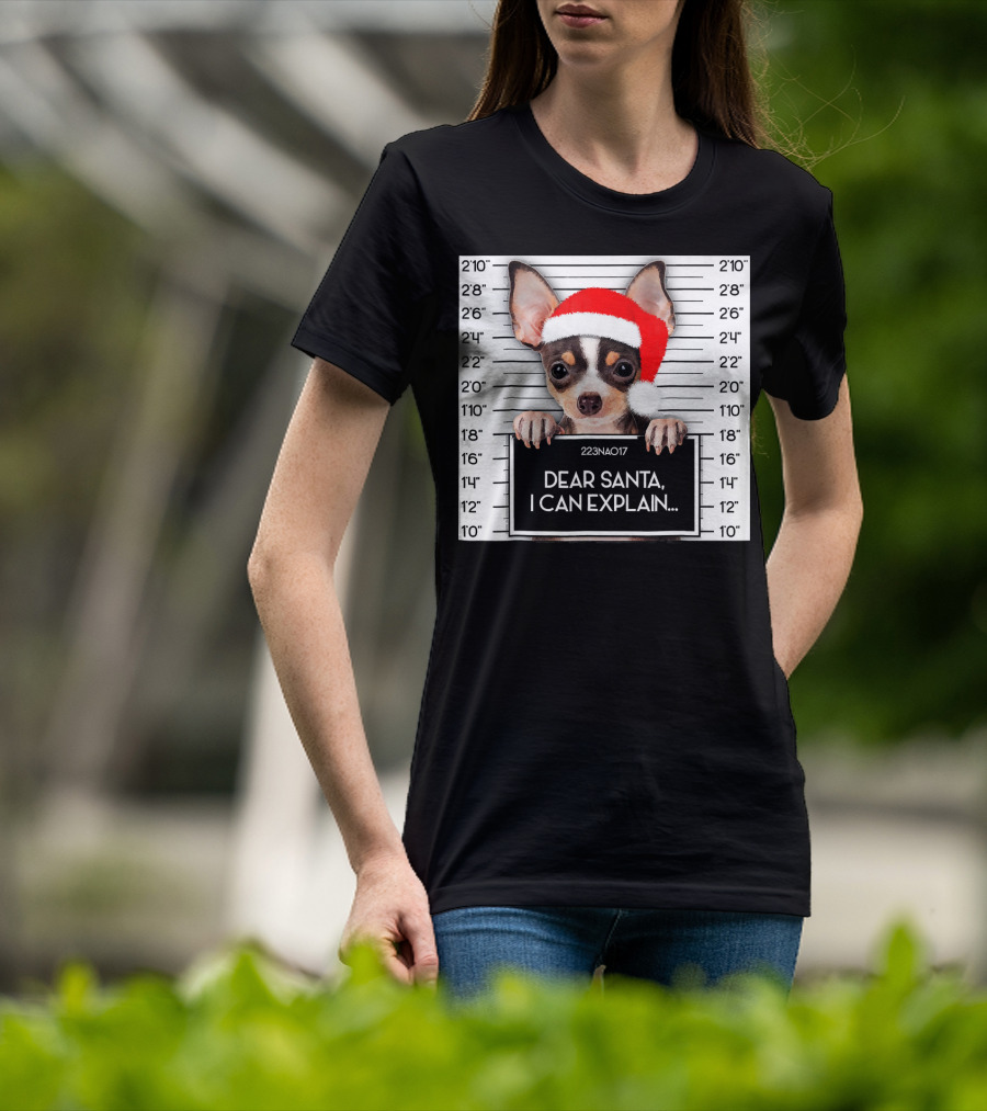 Dear Santa I Can Explain Chihuahua Xmas Santa Hat Lover T-Shirt