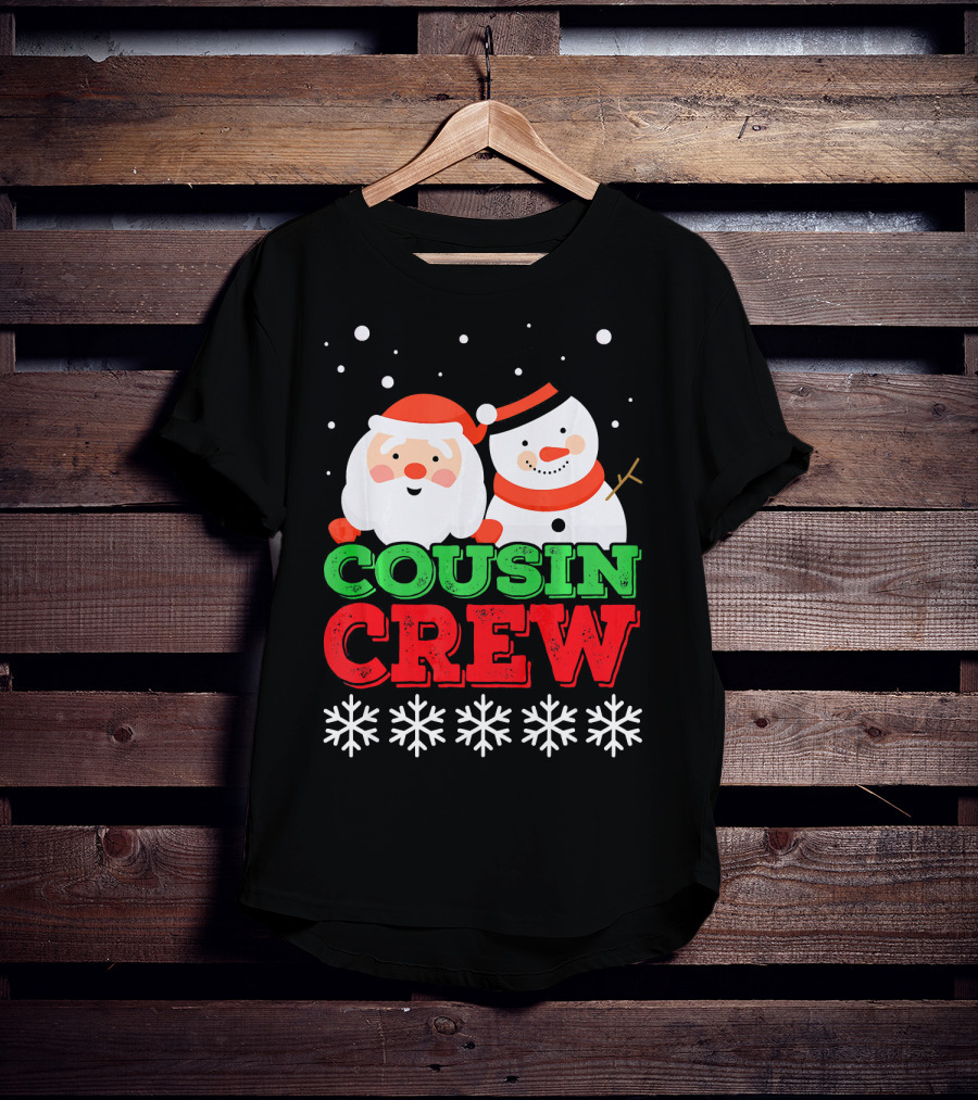 Cousin Crew Santa Snowman Christmas Party Snowflakes T-Shirt