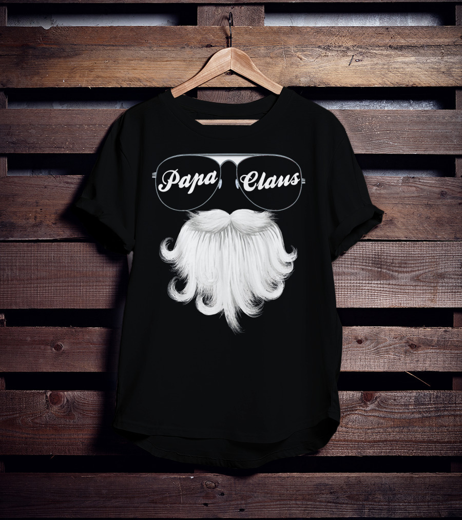 Papa Claus Funny Grandpa Dad Granda Sunglasses Beard T-Shirt