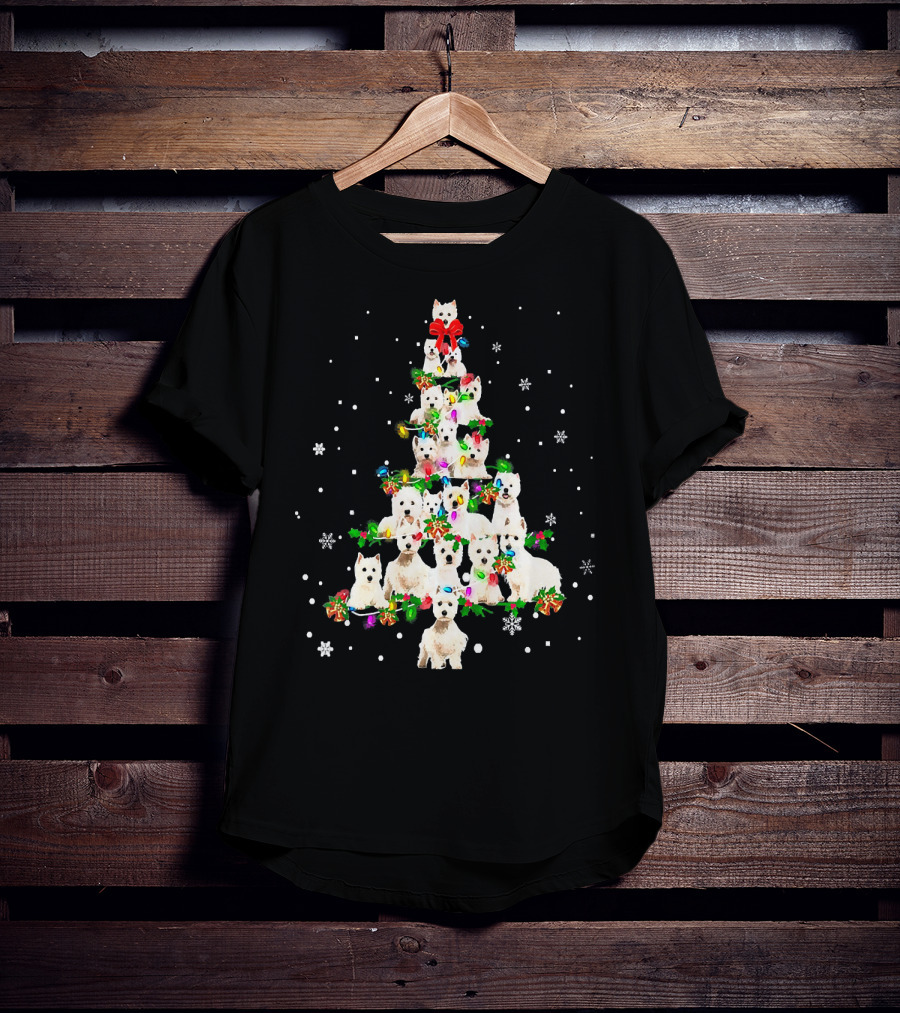 Cute West Highland White Terrier Dogs Christmas Tree T-Shirt