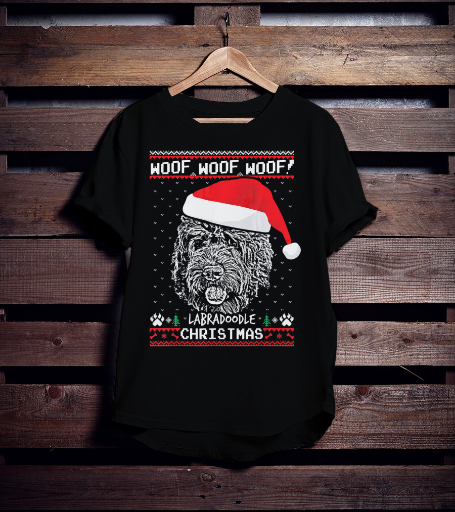 Woof Woof Woof Labradoodle Christmas T-Shirt