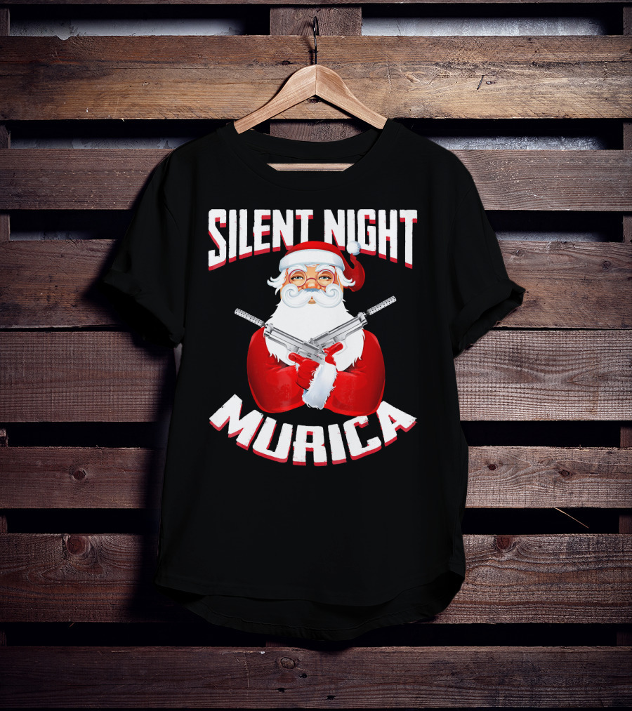 Silent Night Murica Santa With Guns T-Shirt