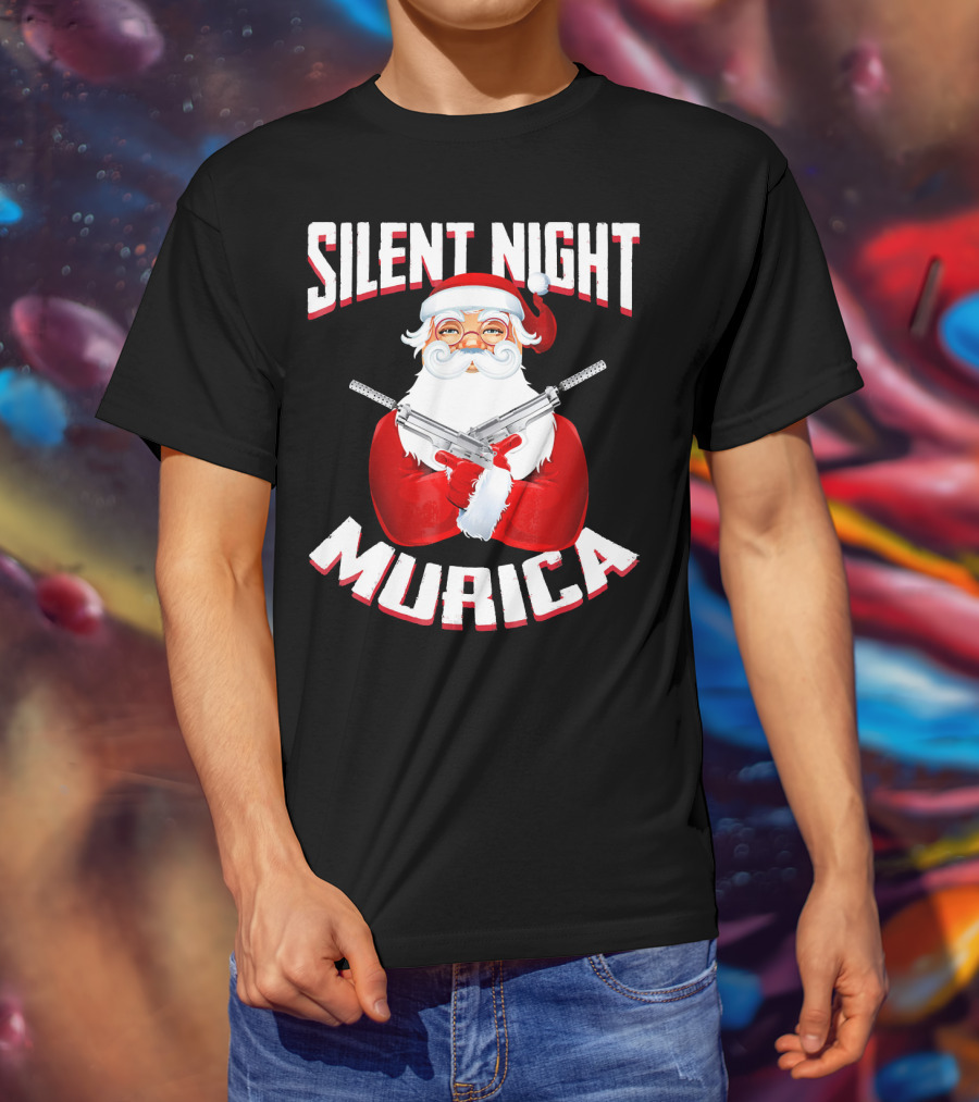 Silent Night Murica Santa With Guns T-Shirt