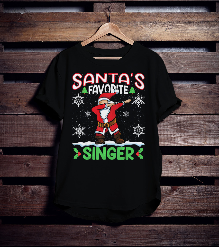 Santa's Favorite Singer Dab Christmas Snowflakes T-Shirt