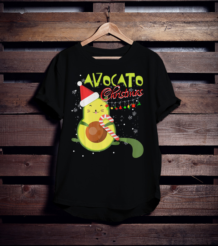 Avocato Christmas Funny Cute Cat Avocado Vegan T-Shirt