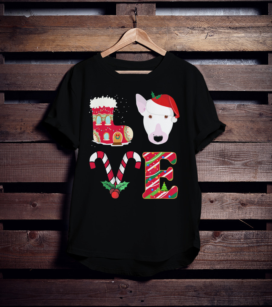 I Love My Bull Terrier Holiday Christmas T-Shirt