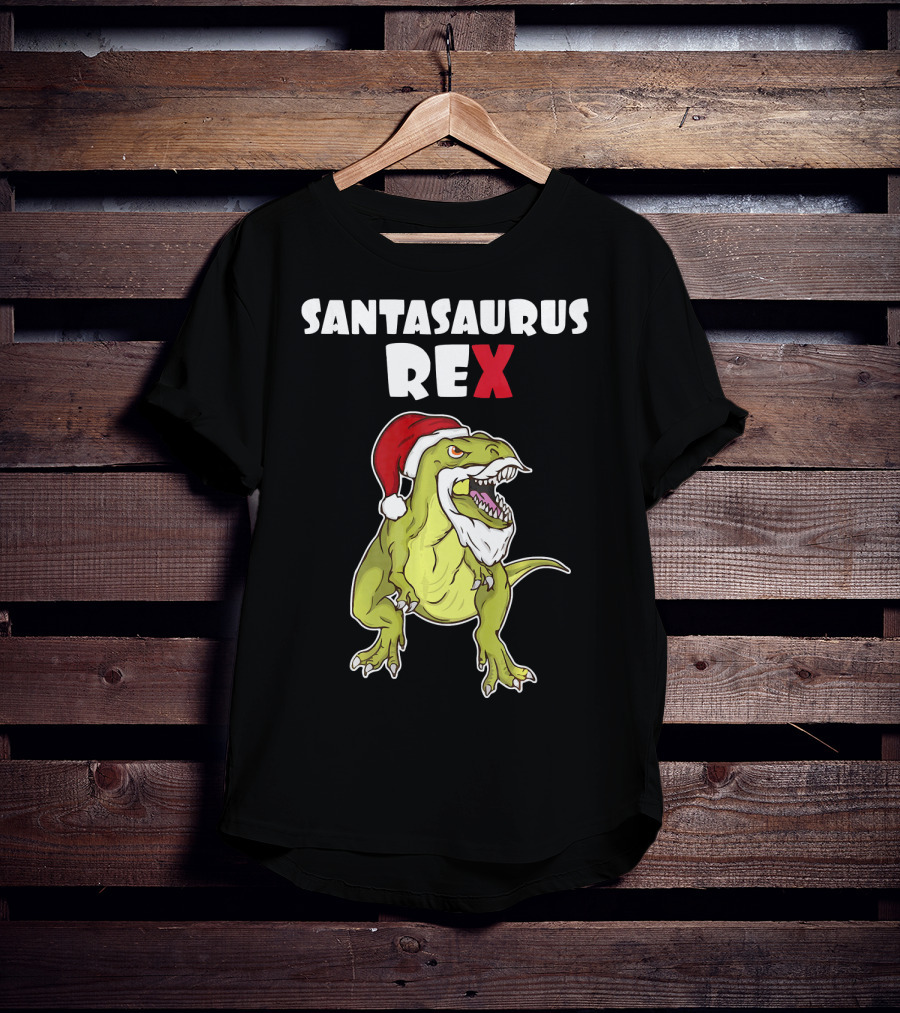 Santasaurus Rex Christmas Dinosaur Santa T-Shirt