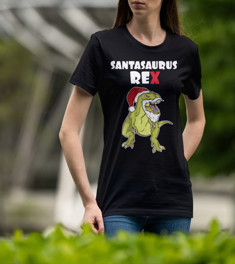 Santasaurus Rex Christmas Dinosaur Santa T-Shirt