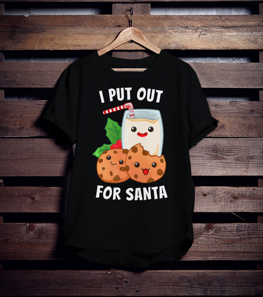 I Put Out For Santa Christmas Cookie Milk Candy Cane Smiles T-Shirt