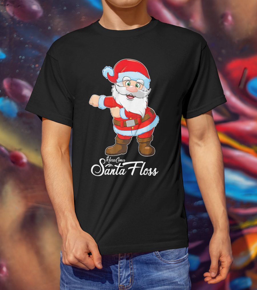 Here Comes Santa Floss Flossing Santa Dance T-Shirt