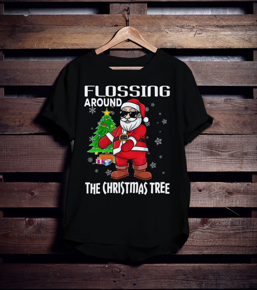Flossing Around The Christmas Tree Santa Dance T-Shirt