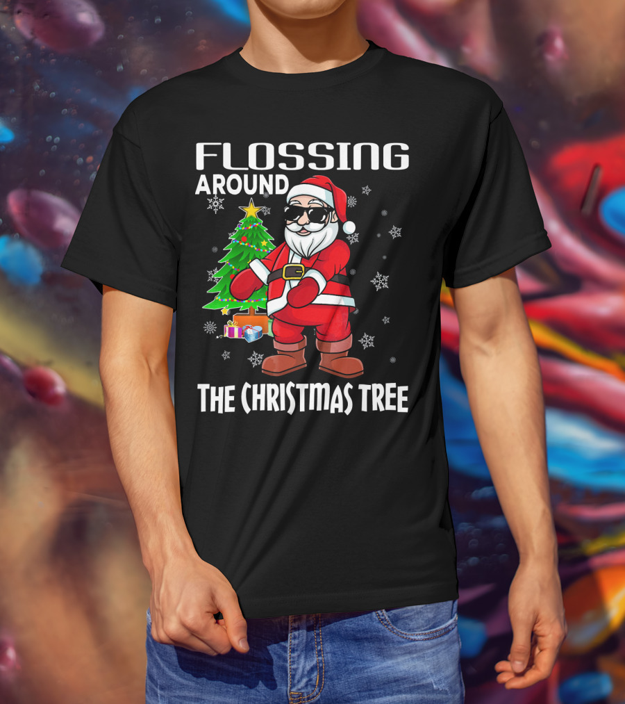 Flossing Around The Christmas Tree Santa Dance T-Shirt