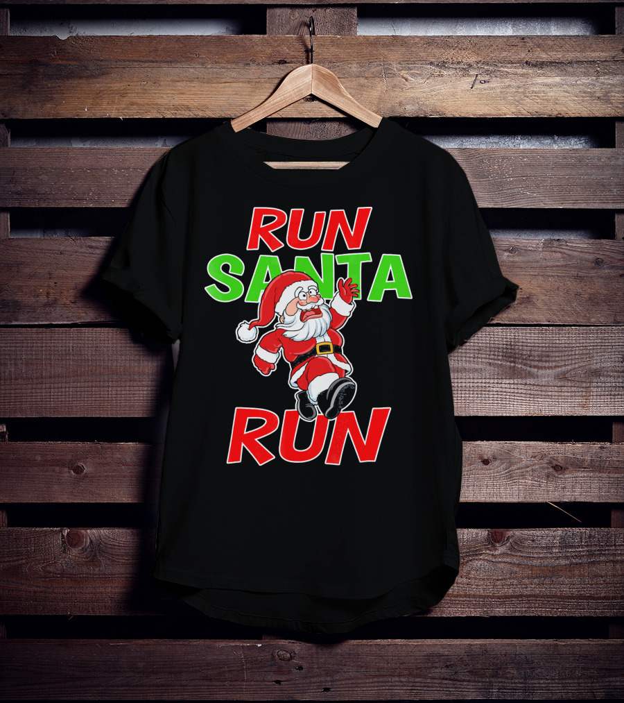 Run Santa Run Christmas Running Santa T-Shirt