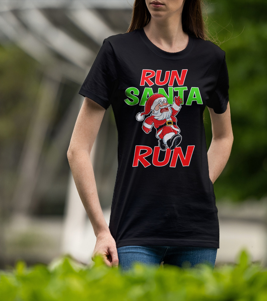 Run Santa Run Christmas Running Santa T-Shirt