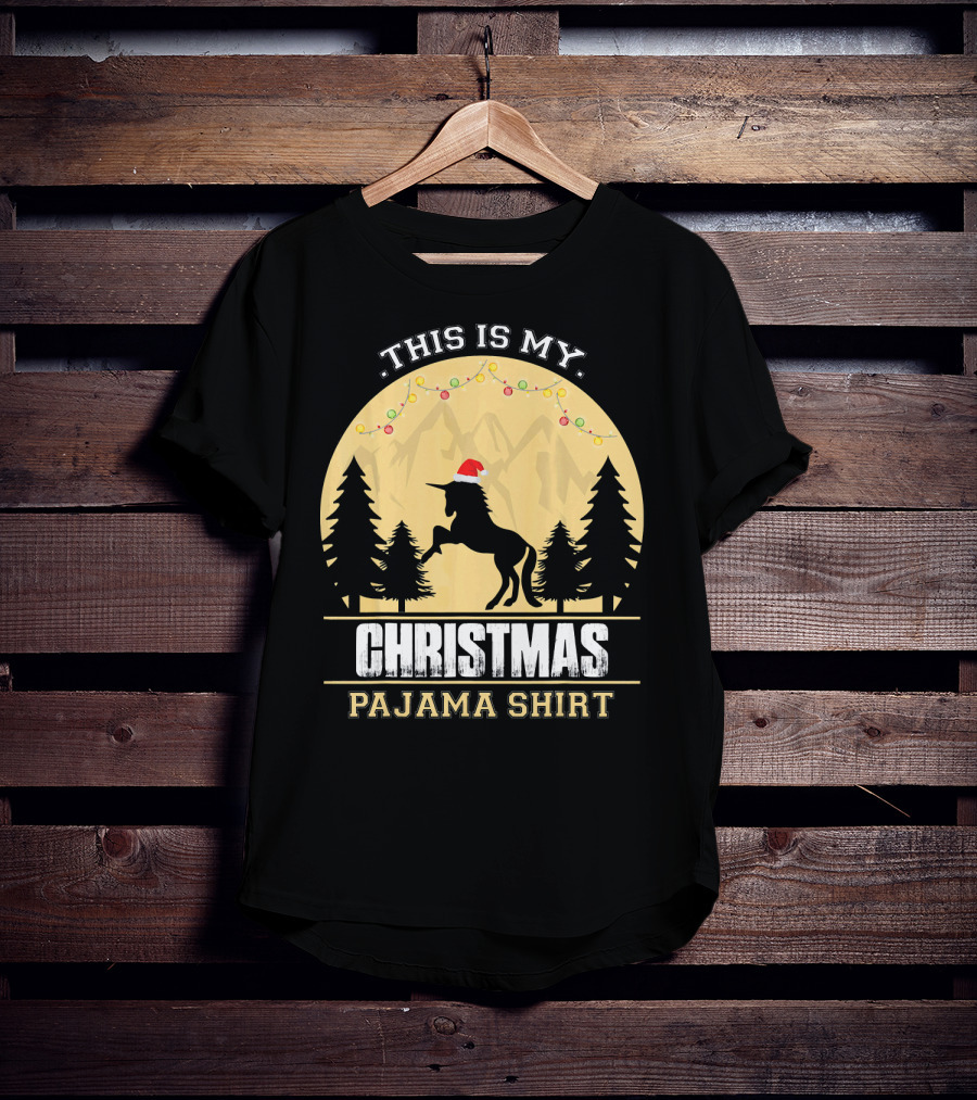 This Is My Christmas Pajama Shirt Santa Unicorn T-Shirt