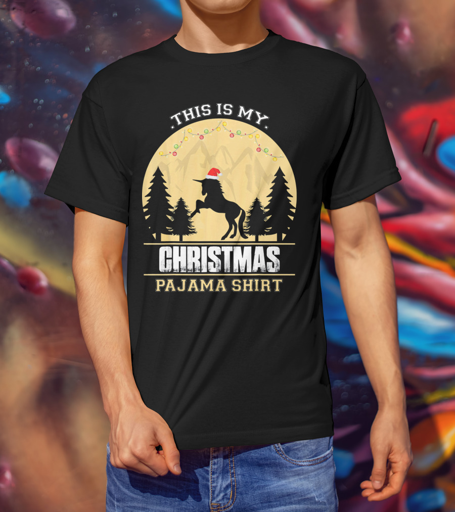This Is My Christmas Pajama Shirt Santa Unicorn T-Shirt