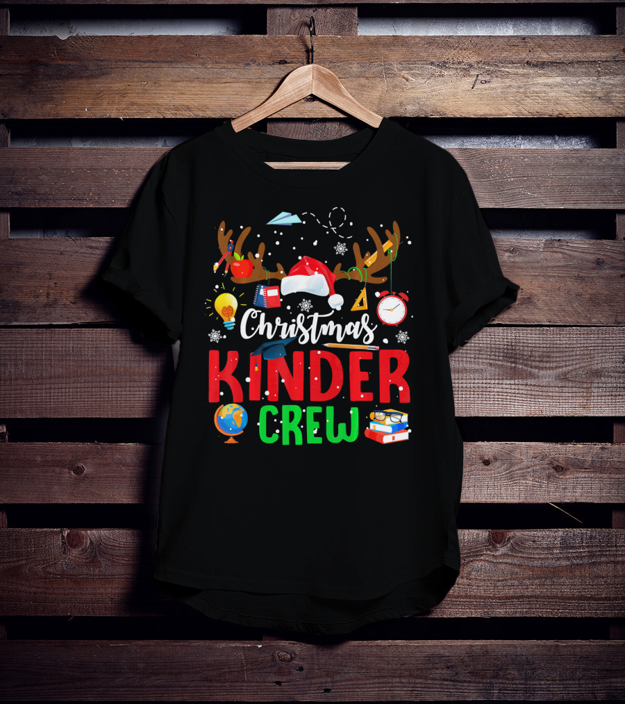 Christmas Kinder Crew Reindeer Holiday School Fun T-Shirt