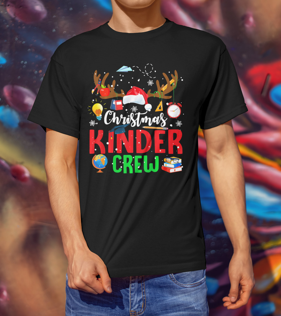 Christmas Kinder Crew Reindeer Holiday School Fun T-Shirt