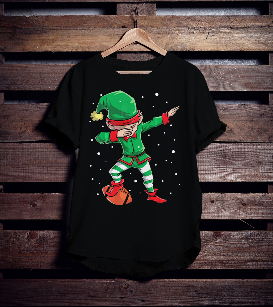 Dabbing Elf Christmas Football Holiday Fun T-Shirt