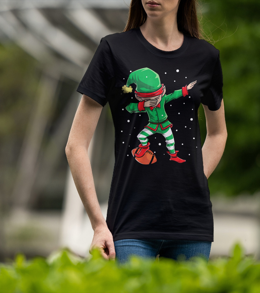 Dabbing Elf Christmas Football Holiday Fun T-Shirt