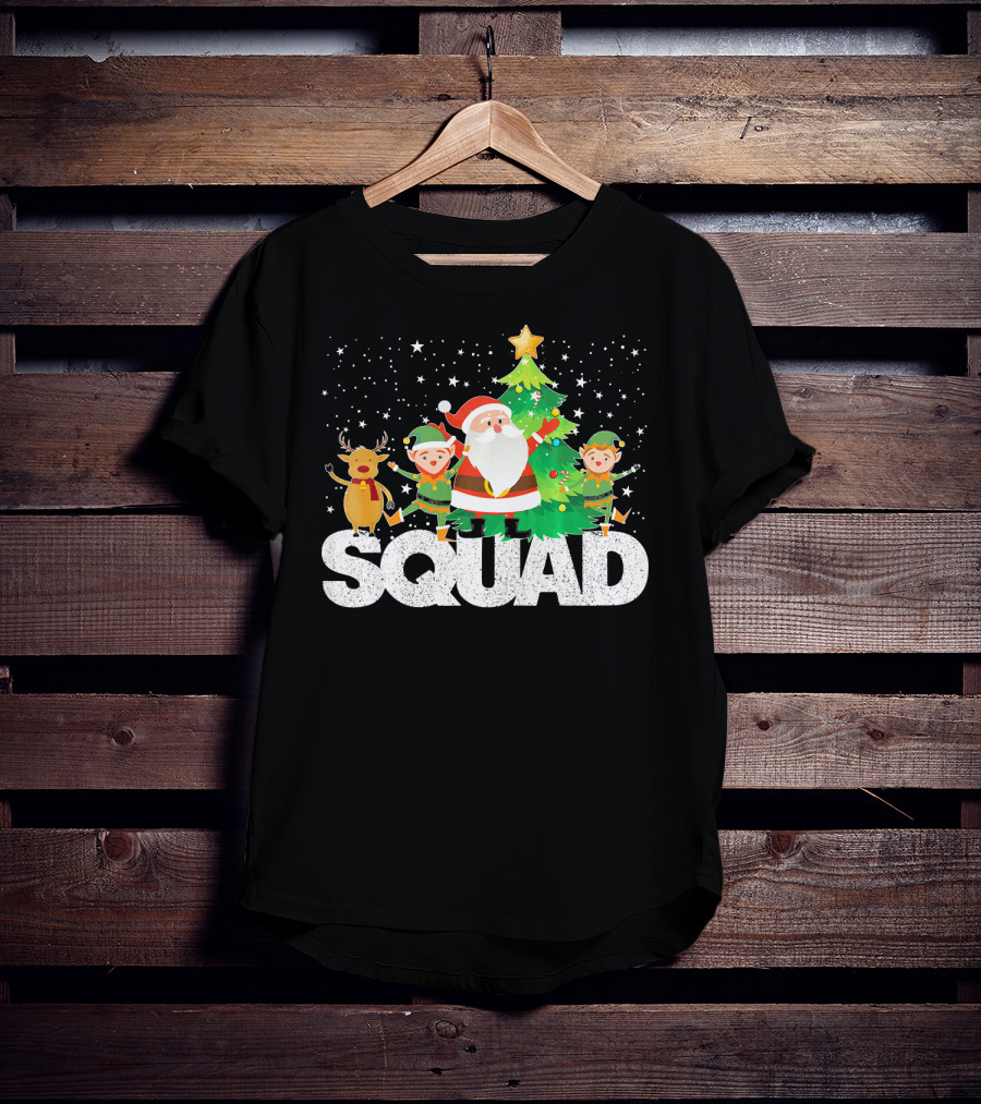 Santa Elf Reindeer Squad Christmas Tree T-Shirt