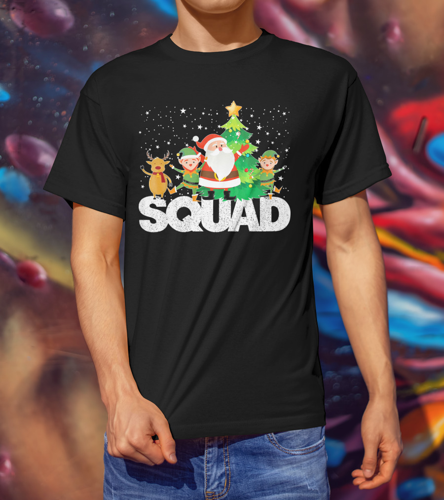 Santa Elf Reindeer Squad Christmas Tree T-Shirt