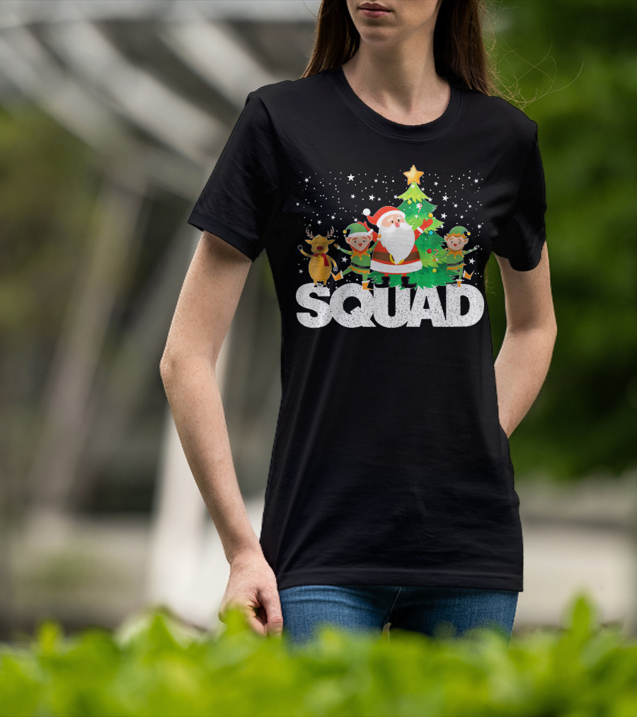 Santa Elf Reindeer Squad Christmas Tree T-Shirt