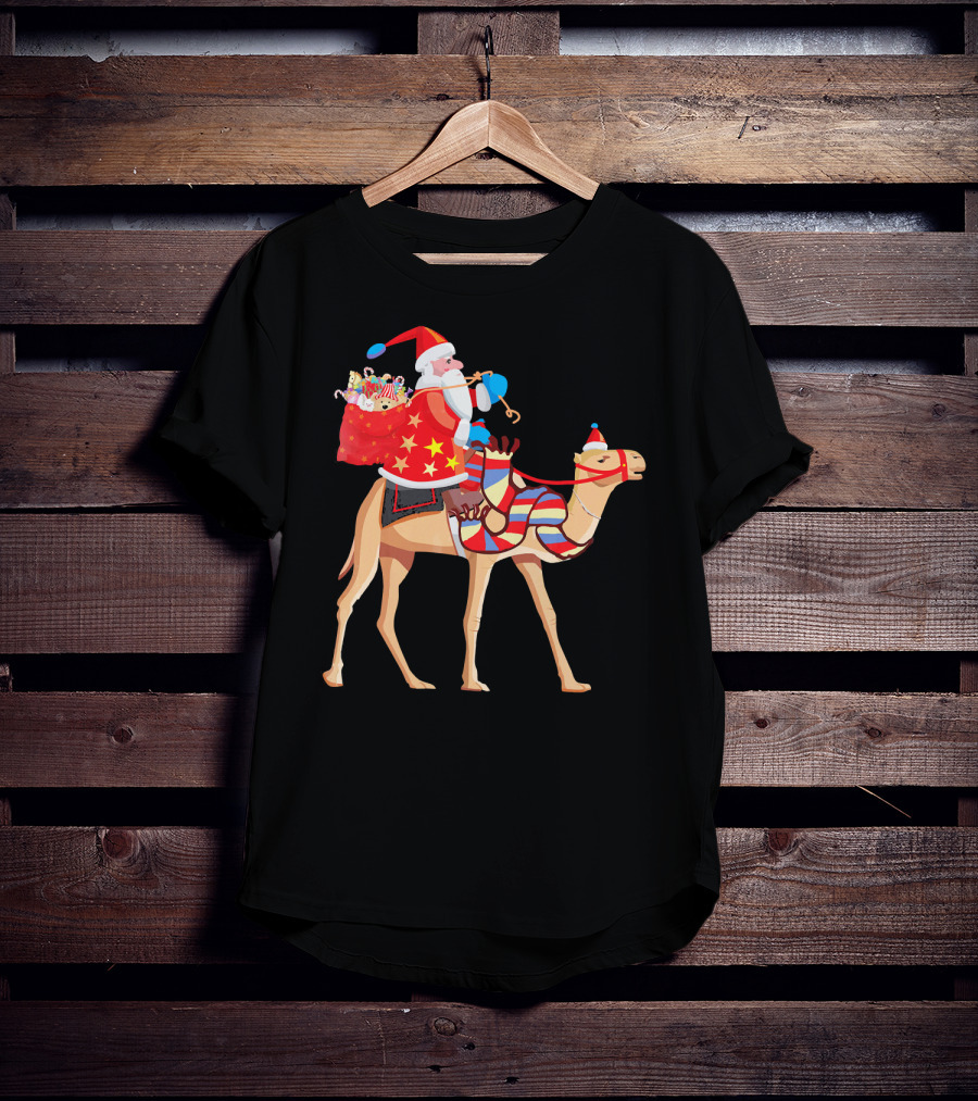 Santa Riding Camel Festive Christmas Adventure T-Shirt