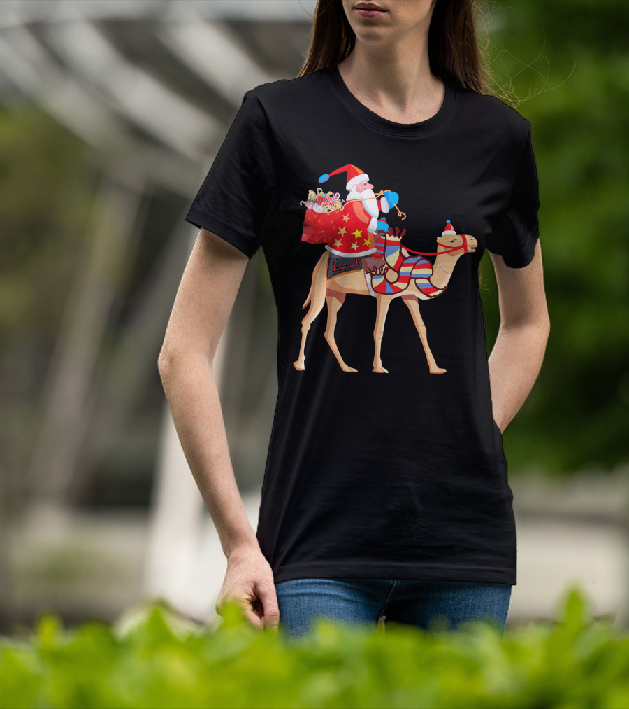 Santa Riding Camel Festive Christmas Adventure T-Shirt