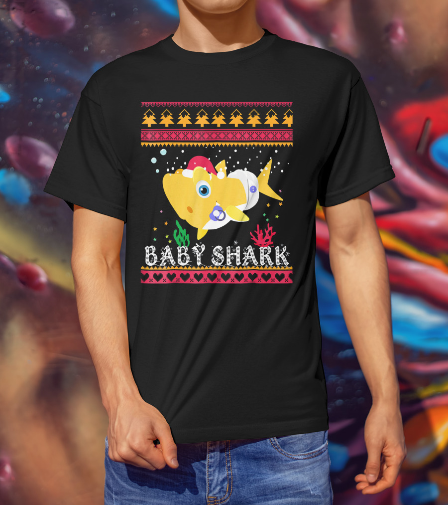 Baby Shark Santa Hat Christmas T-Shirt