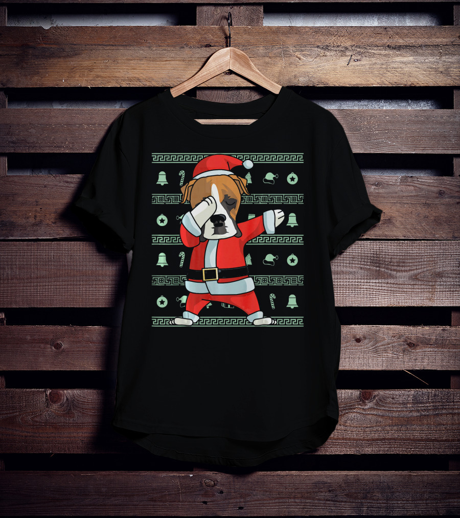 Santa Dabbing Boxer Dog Christmas T-Shirt