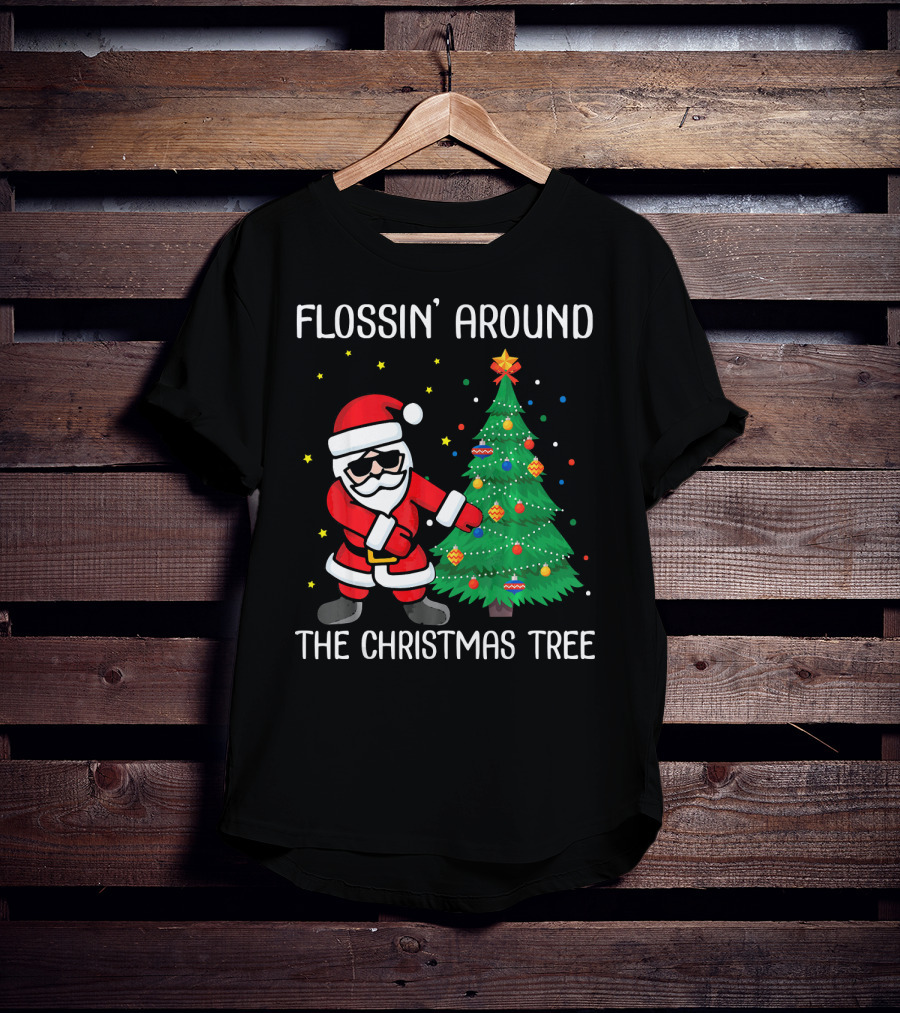 Flossin' Around The Christmas Tree With Santa Claus T-Shirt