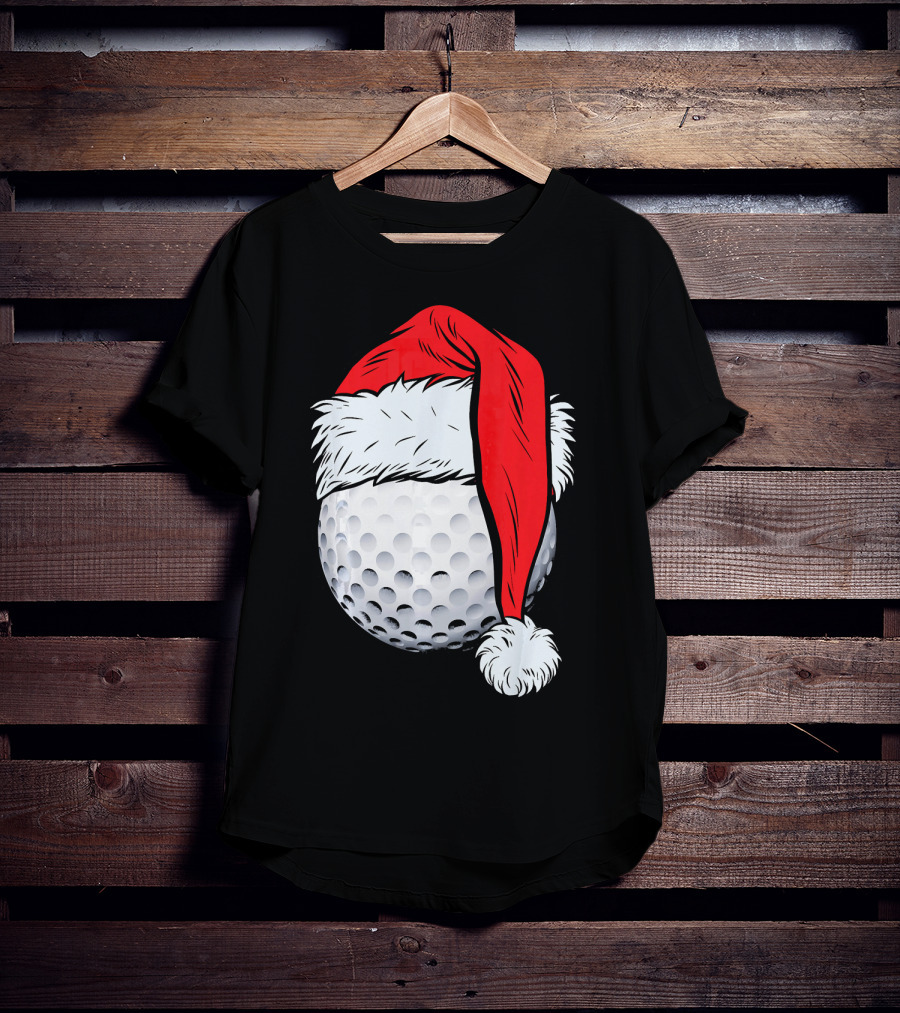 Christmas Golf Ball With Santa Hat T-Shirt
