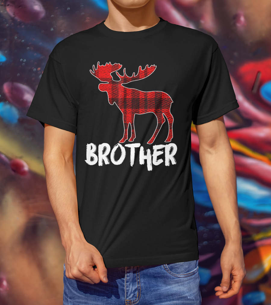 Brother Red Plaid Moose T-Shirt