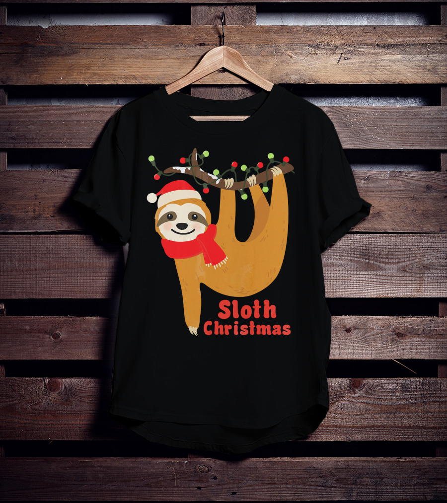 Sloth Christmas Funny Hanging Holiday Sloth T-Shirt