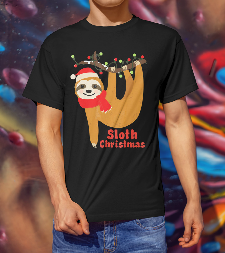 Sloth Christmas Funny Hanging Holiday Sloth T-Shirt
