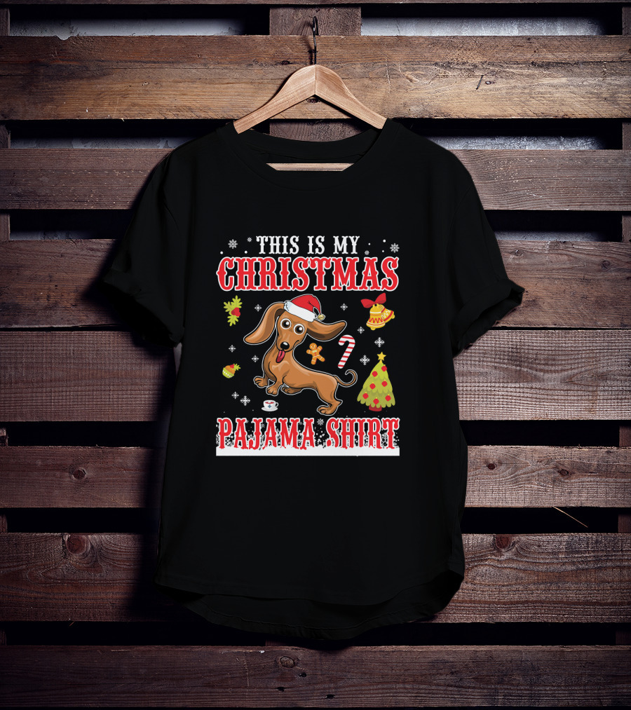 This Is My Christmas Pajama Shirt Dachshund Dog Holiday T-Shirt