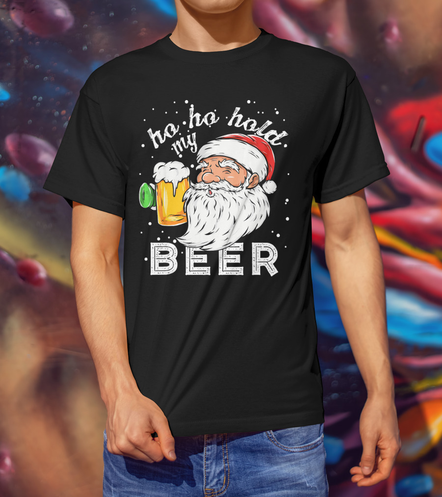 Ho Ho Hold My Beer Santa Christmas Drinking T-Shirt
